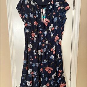 Blue and White Ruffled Tie Front Mini Sundress